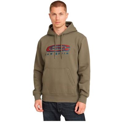 G-STAR RAW Old Skool-logotyp huvtröja, Brun (Turf D26347-d733-273), XL G-STAR RAW Old Skool-logotyp huvtröja, Brun (Turf D26347-d733-273), XL