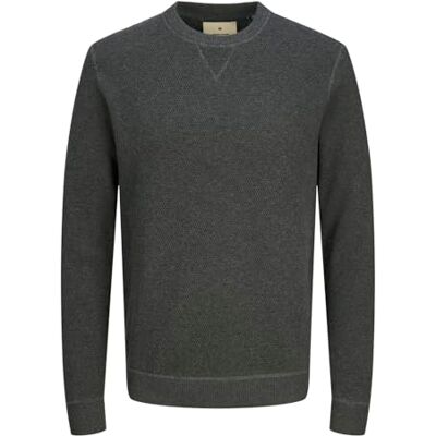 JACK & JONES Jprbluchrister stickad crew neck stickad tröja, Grå (mörkgrå melange), L JACK & JONES Jprbluchrister stickad crew neck stickad tröja, Grå (mörkgrå melange), L