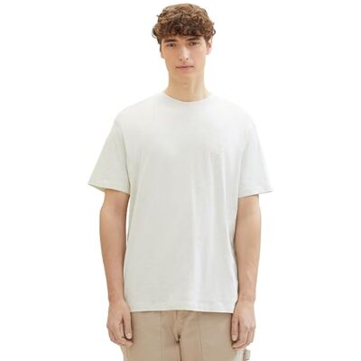 TOM TAILOR Denim T-shirt för män, 35001 – grön vit slubstruktur, L TOM TAILOR Denim T-shirt för män, 35001 – grön vit slubstruktur, L