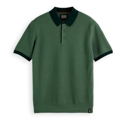 Scotch & Soda herr strukturerad stickad solid pikétröja, Sage Green 300, M Scotch & Soda herr strukturerad stickad solid pikétröja, Sage Green 300, M