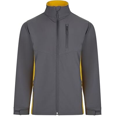 VELILLA 106004, tvåfärgad mjuk skaljacka, grå och gul, storlek 2XL, Grå och gul, XXL VELILLA 106004, tvåfärgad mjuk skaljacka, grå och gul, storlek 2XL, Grå och gul, XXL