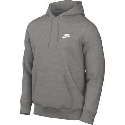 NIKE Club French-Terry-huvtröja för män, Dk Grey Heather/Lt Smoke grå/vit, FN3866-063, S NIKE Club French-Terry-huvtröja för män, Dk Grey Heather/Lt Smoke grå/vit, FN3866-063, S