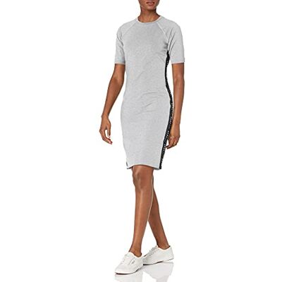 DKNY Herr t-shirt med rund hals klänning med logotyptejp, ledig, Pärlgrå ljung med svart/vit logotyptejp, M DKNY Herr t-shirt med rund hals klänning med logotyptejp, ledig, Pärlgrå ljung med svart/vit logotyptejp, M