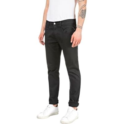 Replay Herrjeans Anbass Slim Fit Hyperflex Colour X-Lite med stretch, Svart 040-2, 28W / 34L Replay Herrjeans Anbass Slim Fit Hyperflex Colour X-Lite med stretch, Svart 040-2, 28W / 34L