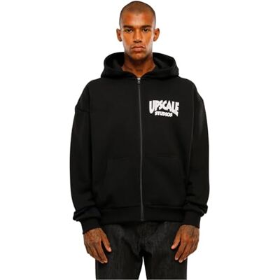 Tee Upscale unisex huvtröja Upscale Studios Ultra Heavy Oversize Zip Jacket, unisex huvtröja med tryck på baksidan, svart, M Tee Upscale unisex huvtröja Upscale Studios Ultra Heavy Oversize Zip Jacket, unisex huvtröja med tryck på baksidan, svart, M