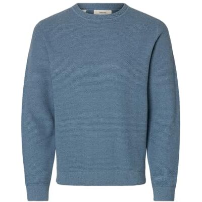 SELECTED MEN SELECTED Män Slhross Ls Knit Structure Crew Neck Noos, Blå Mirage, S SELECTED MEN SELECTED Män Slhross Ls Knit Structure Crew Neck Noos, Blå Mirage, S