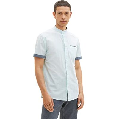 TOM TAILOR Kortärmad herrskjorta med bröstficka, 29654 – Mint White Structure, S TOM TAILOR Kortärmad herrskjorta med bröstficka, 29654 – Mint White Structure, S