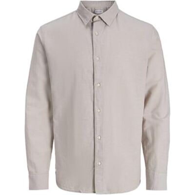 JACK & JONES Jjebreeze Skjorta i linne L/S Sn, String, XS JACK & JONES Jjebreeze Skjorta i linne L/S Sn, String, XS