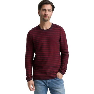 TOM TAILOR herrtröja, 39198 – Röd marinblå randig, L TOM TAILOR herrtröja, 39198 – Röd marinblå randig, L
