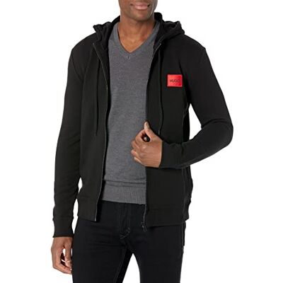 HUGO Boss Herr Regular Fit Square Logo Jersey Hooded Zip Up huvtröja, Rabarduk, XXL HUGO Boss Herr Regular Fit Square Logo Jersey Hooded Zip Up huvtröja, Rabarduk, XXL