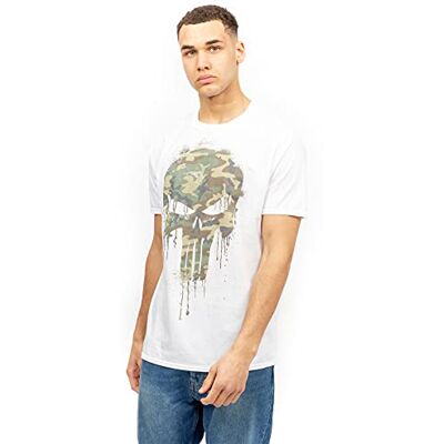 Marvel Punisher Skull Camo T-Shirt för män, Vitt, XXL Marvel Punisher Skull Camo T-Shirt för män, Vitt, XXL