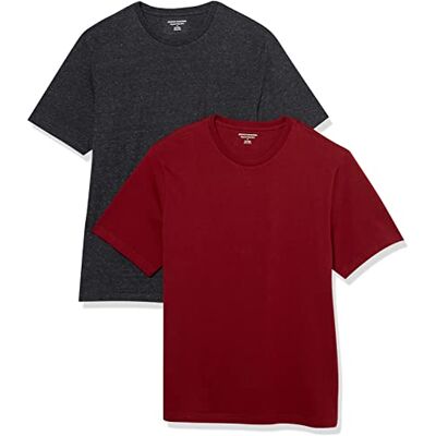 Amazon Essentials herr normal passform kortärmad rund hals t-shirt, paket med 2, vinröd/kol ljung, X-Large Amazon Essentials herr normal passform kortärmad rund hals t-shirt, paket med 2, vinröd/kol ljung, X-Large