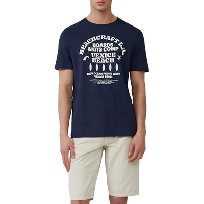 s.Oliver Bomulls-t-shirt med rund hals och konstverk, Djupblå, L s.Oliver Bomulls-t-shirt med rund hals och konstverk, Djupblå, L