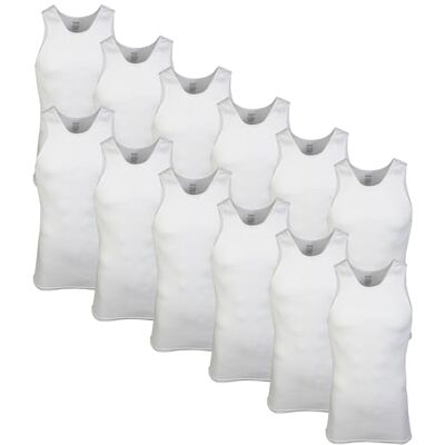 Gildan Men's A-Shirt Tanks, Multipack, Style G1104, White (12-Pack) Gildan Men's A-Shirt Tanks, Multipack, Style G1104, White (12-Pack)