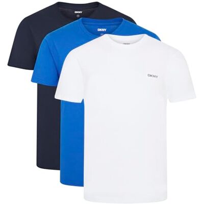 DKNY Herr 3-pack t-shirt 100% bomullsdesigner, oliv/kol/marinblå, XL DKNY Herr 3-pack t-shirt 100% bomullsdesigner, oliv/kol/marinblå, XL