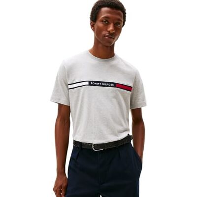 Tommy Hilfiger herr Hilfiger bröstinsats TEE MW0MW36498 S/S t-shirt, grå, XS, Grå (ljusgrå ljung), XS Tommy Hilfiger herr Hilfiger bröstinsats TEE MW0MW36498 S/S t-shirt, grå, XS, Grå (ljusgrå ljung), XS