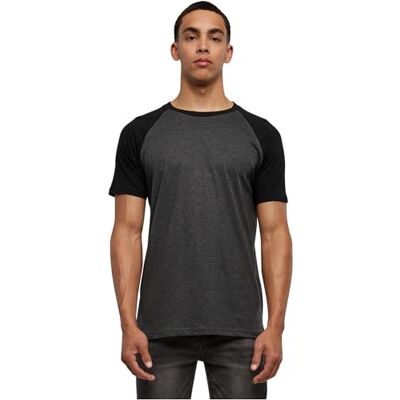 Urban Classics T-shirt för män med raglan kontrast, kol/svart, XL Urban Classics T-shirt för män med raglan kontrast, kol/svart, XL