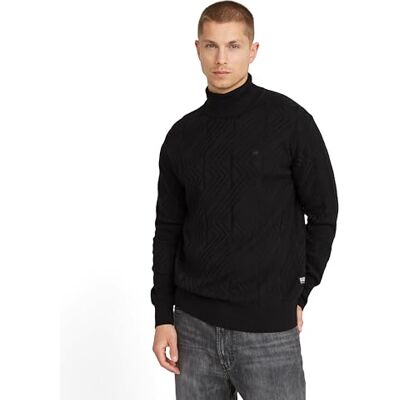 G-STAR RAW Zig-zag Structure Turtle Knit, Svart (Dk Black D25110-c259-6484), XL G-STAR RAW Zig-zag Structure Turtle Knit, Svart (Dk Black D25110-c259-6484), XL