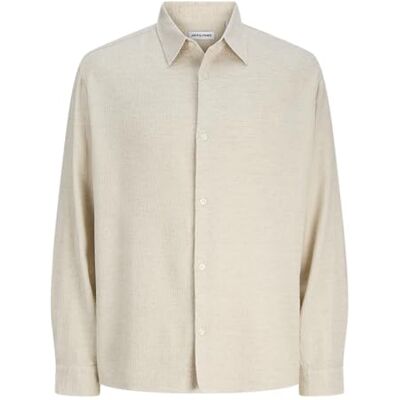 JACK & JONES Jjleo Jacquard Shirt Ls, Moonbeam, XL JACK & JONES Jjleo Jacquard Shirt Ls, Moonbeam, XL