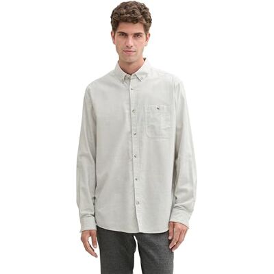 TOM TAILOR herrskjorta, 36695 – benvit strukturerad remsa, XXL TOM TAILOR herrskjorta, 36695 – benvit strukturerad remsa, XXL
