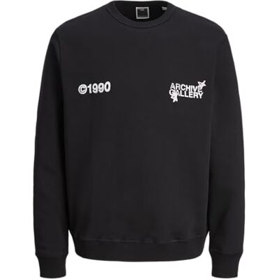 JACK & JONES Jcoscope Graphic Sweat Crew Neck, svart, S JACK & JONES Jcoscope Graphic Sweat Crew Neck, svart, S