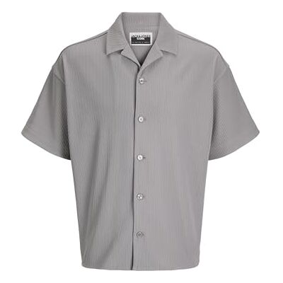 JACK & JONES Jcohorizon Plisse Resort Shirt Ss, Grå flanell, M JACK & JONES Jcohorizon Plisse Resort Shirt Ss, Grå flanell, M
