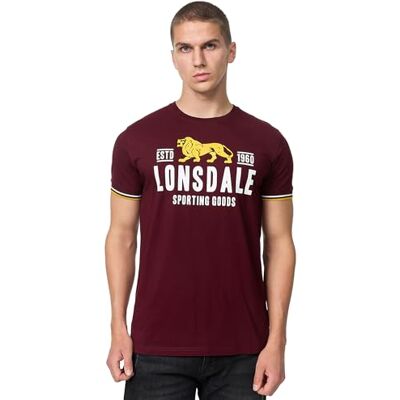 Lonsdale herr blagh T-shirt, Oxblood/gul/vit, XXL, 117452 Lonsdale herr blagh T-shirt, Oxblood/gul/vit, XXL, 117452