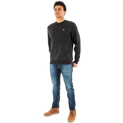 Tommy Jeans herr TJM REG S FLAG FLEECE CREW DM0DM20741BDS005 pullover sweatshirt, svart (svart), XL, svart (svart), XL Tommy Jeans herr TJM REG S FLAG FLEECE CREW DM0DM20741BDS005 pullover sweatshirt, svart (svart), XL, svart (svart), XL