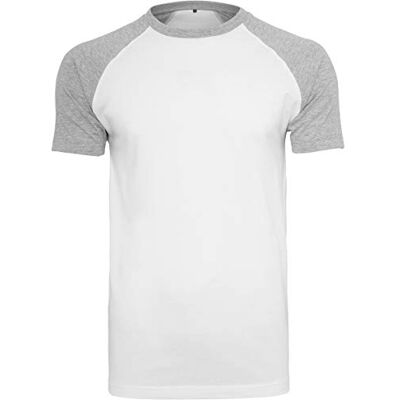 Build Your Brand ' 'Raglan' kontrast t-shirt för män White/Heather Grey XX-L Build Your Brand ' 'Raglan' kontrast t-shirt för män White/Heather Grey XX-L