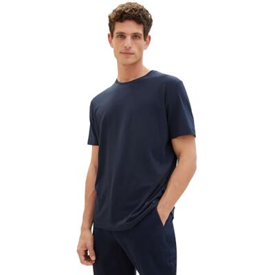 TOM TAILOR Basic T-shirt för män i dubbelpack, 10302 – mörkblå, M TOM TAILOR Basic T-shirt för män i dubbelpack, 10302 – mörkblå, M