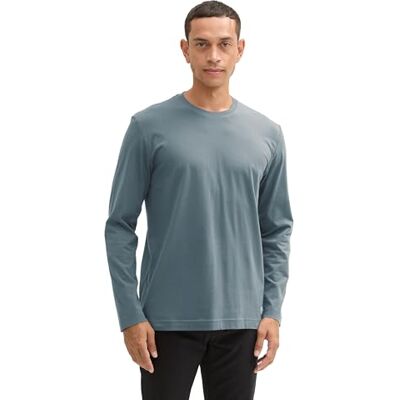 TOM TAILOR Långärmad T-shirt för män, 30105 – Deep Bluish Green, L TOM TAILOR Långärmad T-shirt för män, 30105 – Deep Bluish Green, L