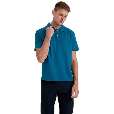 DeFacto Basic pikétröja för män – klassisk t-shirt för män, Mörkgrön, XXL DeFacto Basic pikétröja för män – klassisk t-shirt för män, Mörkgrön, XXL