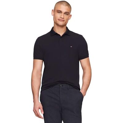 Tommy Hilfiger kortärmade pikétröjor för män i klassisk passform med stretch och ekologisk pikébomull, Ökenhimmel, XXL Tommy Hilfiger kortärmade pikétröjor för män i klassisk passform med stretch och ekologisk pikébomull, Ökenhimmel, XXL