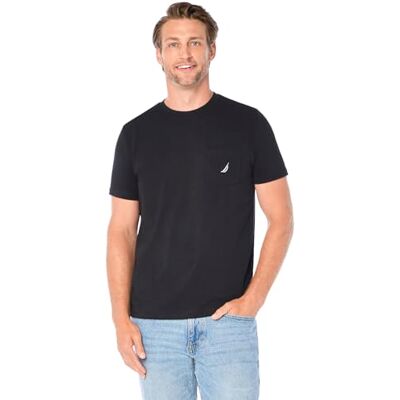 Nautica herr-T-shirt med enfärgad design, rund hals, kort ärm och bröstficka., XL stor tall Nautica herr-T-shirt med enfärgad design, rund hals, kort ärm och bröstficka., XL stor tall