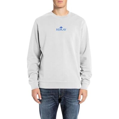 Replay Sweatshirt för män, normal passform med rund hals, 563 Artic Grey, S Replay Sweatshirt för män, normal passform med rund hals, 563 Artic Grey, S