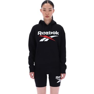 Reebok Sweatshirt med huva för kvinnor, svart, L Reebok Sweatshirt med huva för kvinnor, svart, L