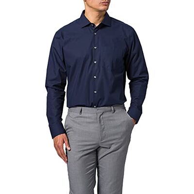 Seidensticker Silkesdekal herr regular fit långärmad poplin skjorta, Mörkblå, 40 Seidensticker Silkesdekal herr regular fit långärmad poplin skjorta, Mörkblå, 40