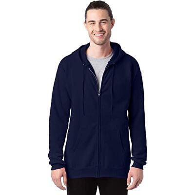 Hanes Ultimate Cotton® vuxen fleece huvtröja med hel dragkedja, Djup marinblå, S Hanes Ultimate Cotton® vuxen fleece huvtröja med hel dragkedja, Djup marinblå, S