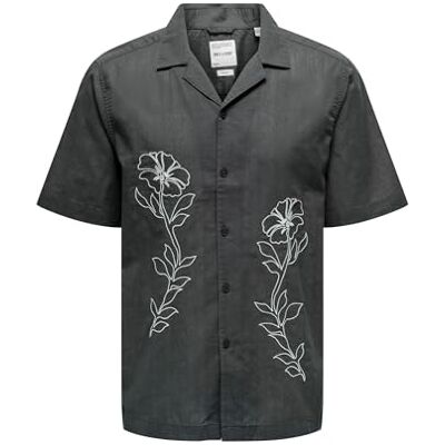 Only & Sons Onsgali Rlx Resort Ss Emb Shirt, Grå kritstreck, S Only & Sons Onsgali Rlx Resort Ss Emb Shirt, Grå kritstreck, S