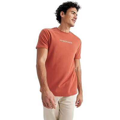 DeFacto Kortärmad överdimensionerad t-shirt för män – basic rund hals t-shirt för män, toppar, apelsin, XS DeFacto Kortärmad överdimensionerad t-shirt för män – basic rund hals t-shirt för män, toppar, apelsin, XS