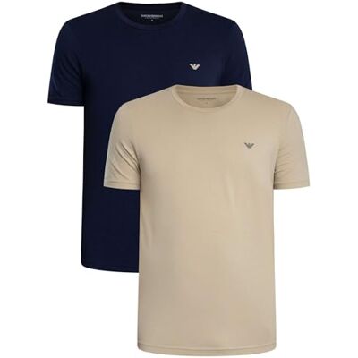 Giorgio Armani Mäns uthållighet 2-pack rund hals t-shirt beige XL Giorgio Armani Mäns uthållighet 2-pack rund hals t-shirt beige XL