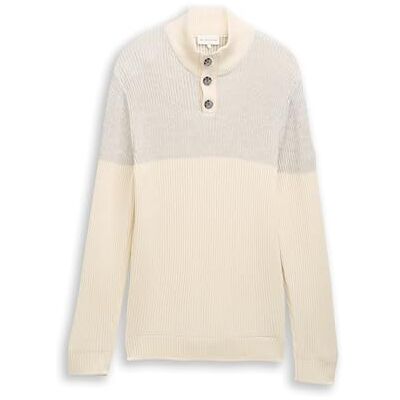 TOM TAILOR herrtröja, 39369 – Offwhite Grey Plated Mouline, L TOM TAILOR herrtröja, 39369 – Offwhite Grey Plated Mouline, L