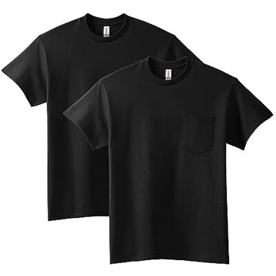 Gildan Style G2300 T-shirt med ficka, bomull, unisex för vuxna, 2-pack, Svart, XL Gildan Style G2300 T-shirt med ficka, bomull, unisex för vuxna, 2-pack, Svart, XL