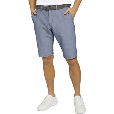 TOM TAILOR Herr Strukturerade Josh Chino-shorts med bälte 1025034, 11289 Light Blue Minimal Indigo, 29 TOM TAILOR Herr Strukturerade Josh Chino-shorts med bälte 1025034, 11289 Light Blue Minimal Indigo, 29