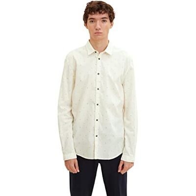 TOM TAILOR Denim Herr Skjorta med mönster 1032370, 30843 Creme Pixel Diamond Print, XS TOM TAILOR Denim Herr Skjorta med mönster 1032370, 30843 Creme Pixel Diamond Print, XS