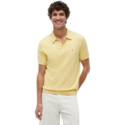 Tommy Hilfiger herr Essential bomull stickad polo Mw0Mw37396, gul, M Tommy Hilfiger herr Essential bomull stickad polo Mw0Mw37396, gul, M