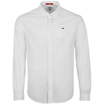 Tommy Jeans Tommy Hilfiger Herr TJM Slim Stretch Oxford T-shirt, Vitt, XS Tommy Jeans Tommy Hilfiger Herr TJM Slim Stretch Oxford T-shirt, Vitt, XS