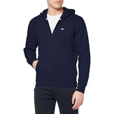 Tommy Jeans herr TJM normal fleece dragkedja huvtröja tungvikt genomgående, Blå (Twilight Navy), M Tommy Jeans herr TJM normal fleece dragkedja huvtröja tungvikt genomgående, Blå (Twilight Navy), M