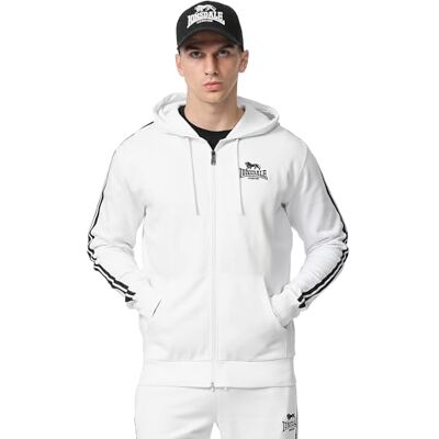 Lonsdale Hoodie med dragkedja för män, balnaklal, vit/svart, XXL Lonsdale Hoodie med dragkedja för män, balnaklal, vit/svart, XXL