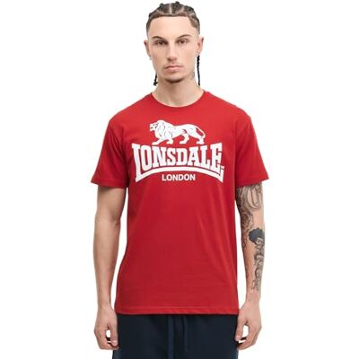 Lonsdale T-shirt för män, normal passform, logotyp, röd/vit, L Lonsdale T-shirt för män, normal passform, logotyp, röd/vit, L